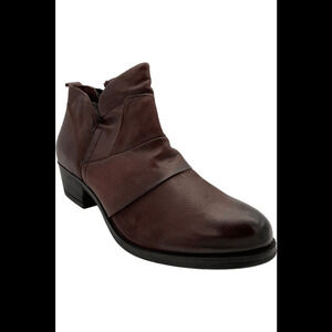Miz Mooz Leather Cut-Out Ankle Boots Burlington Merlot - Wide